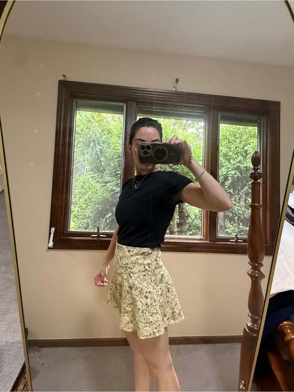 Free People Cream Lace Floral-Print Skirt